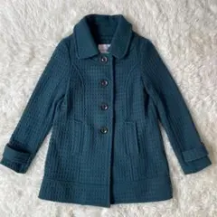 GLACIER　2wayウール混ピーコートM　青緑　アウター　レトロ◆A542