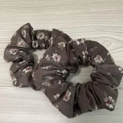 花柄グレーシュシュ 2個セット