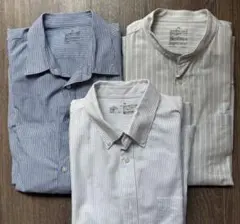 無印良品　ストライプシャツ 3枚セット XL