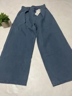 ブルーデニム ワイドレッグパンツ ハイウエスト　新品タグ付きアンティローザ