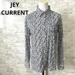 [JEY CURRENT]M ユニセックス花柄長袖シャツ ネイビーとホワイト