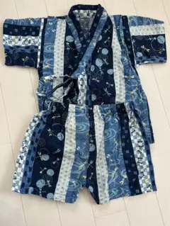 トンボ柄 甚平 80cm ネイビー