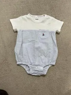 cottoli チェック柄 半袖ロンパース