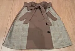 OLIVEdesOLIVE チェック×ブラウンスカート F