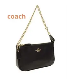 COACH コーチ ミニバッグ ポーチ チェーンストラップ ブラック