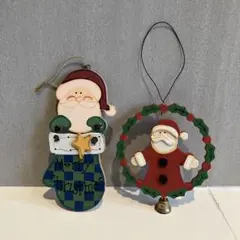 3F 木製 サンタクロース クリスマスオーナメント ヴィンテージ レトロのサムネイル