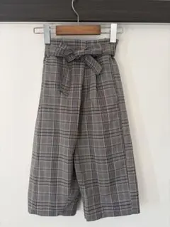 GLOBAL WORK チェック柄 リボン付き ワイドパンツ 110