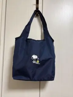 スヌーピー トートバッグ エコバッグ ナイロン ネイビー