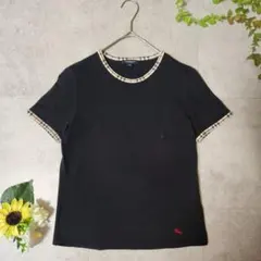 BURBERRYLONDONノバチェックホースロゴ刺繍カットソーブラック黒Mのサムネイル