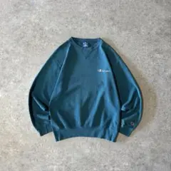 90s USA製 チャンピオン スウェット 刺繍ロゴ ターコイズ XLサイズ