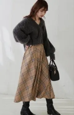 natural couture＊チェック柄フレアスカート＊