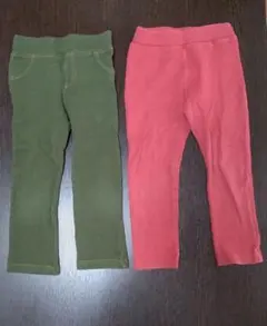 ストレッチパンツ 100cm オリーブグリーン &赤