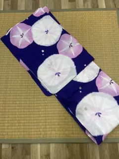 紫色 花模様 あさがお浴衣　帯2本 お値下げします！