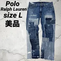 美品 Polo Ralph Lauren ダメージ加工 パッチワーク ジーンズのサムネイル