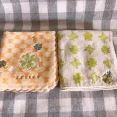 セリーヌ　マカダム柄　タオルハンカチ　未使用　クローバー