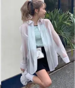 GRL 楊柳シフォンシャツ アイボリー