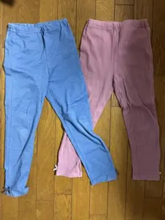 【120cm】プティマイン レギンス パンツ 2本セット リボン ワッペン付のサムネイル