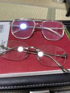 クリア＆シルバー メガネ 2点セット