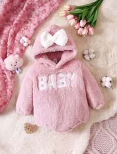 SHEIN 即完売商品♡女の子赤ちゃんフード付き テディボディスーツ
