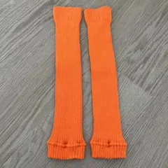 推し色　オレンジ リブ編み アームカバー