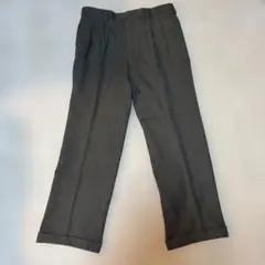 【ウール100%】スラックス パンツ ウエスト88 チェック柄 グレー系