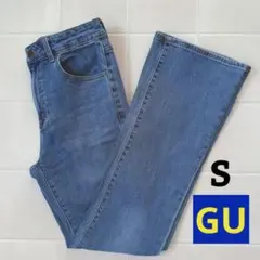 GU レディース フレア デニム ブルー Sのサムネイル