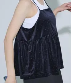 coca ラインストーンドット柄ベロアキャミソール ビスチェ