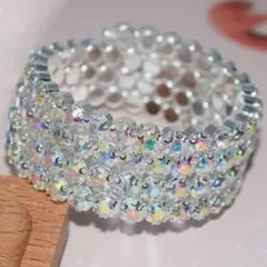 ラインストーン ブレスレット オーロラ　バングル クリスタル ベリーダンス
