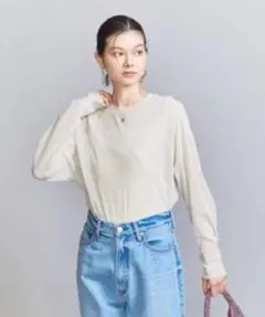 BEAUTY&YOUTH ポリエステルチュールラグランスリーブプルオーバー