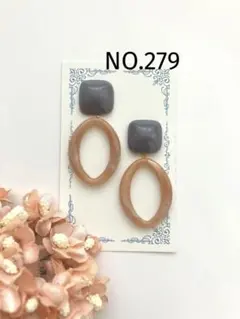 NO.279 カボショングレーマーブルピンク#イヤリングハンドメイド