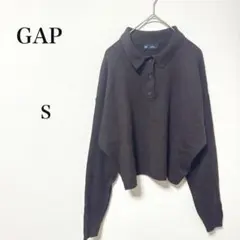 GAP ギャップ　ブラウン　ニットポロシャツ　クロップド丈　S 秋冬仕様