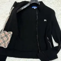 美品✨ バーバリーブルーレーベル ジップアップニットパーカー 裏地ノバチェック