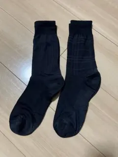 福助 ブラックソックス2足セット ストライプチェックソックス