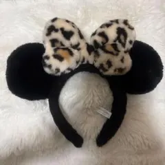 ヒョウ柄リボン付きミッキー耳カチューシャ