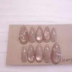現品　ネイルチップ　フラッシュ　マグネット　リボン　ロングネイル