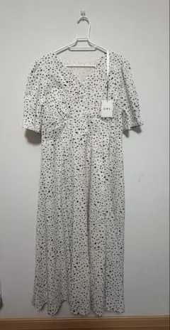 GRL ドット柄 半袖ロングシャツワンピース