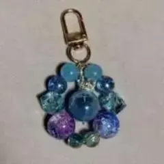 ハンドメイド ビーズチャーム ブルー系