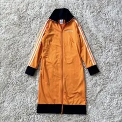 アディダス　ワンピース　ジャージ　y2k ロゴ刺繍　ダブルファスナー　オレンジ