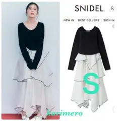 SNIDEL シアーイレヘムニットコンビワンピース♥️新品タグ付き✨ NVY