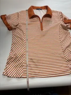 オレンジと白のストライプポロシャツ Mサイズ