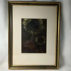 【額装 油彩画】「ひまわり」直筆サイン入り（S.Shiho）重厚額縁