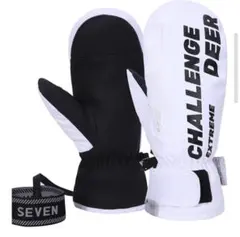 CHALLENGE DEER スキー用ミトングローブ ホワイト L スノボ