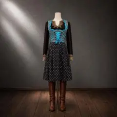 D573 美品 ヨーロッパ古着 ディアンドル ロング丈 38 花柄刺繍 
