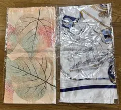 【新品・未開封】上品スカーフ 2枚セット（リーフ柄＆マリン柄）