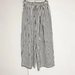 【ココモモ】ワイドパンツ ストレート ストライプ ウエストゴム 綿混 L