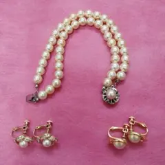 パール風ブレスレットとイヤリングセット