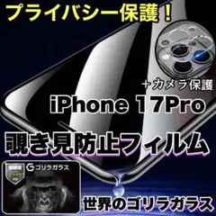 iPhone17Proプライバシー保護！覗き見防止ガラスフィルム＋カメラ保護