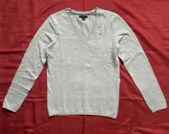TOMMY HILFIGER グレー Vネック長袖セーター