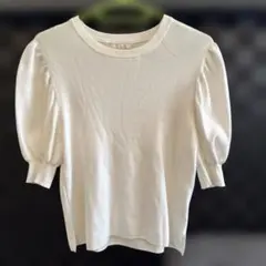 【美品】エムアイディー（M-i-d）ボリュームパフスリーブ半袖ニットのサムネイル