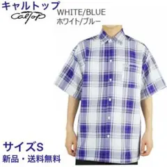 キャルトップチェックシャツブルーCALTOP半袖カルトップSサイズカラー多数有